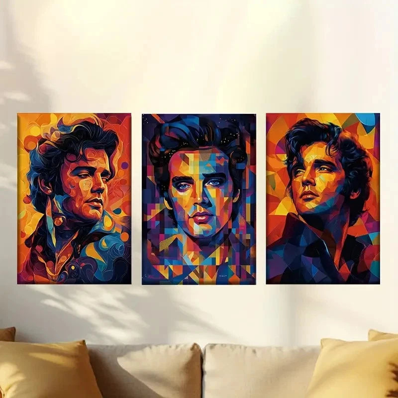 3pcs colourful vector illustration of a for Man Wall Art Set Canvas Framed 50x70cm - High Quality Print 100% Australian Made Wall Canvas Ready to Hang - Bella Home Decor