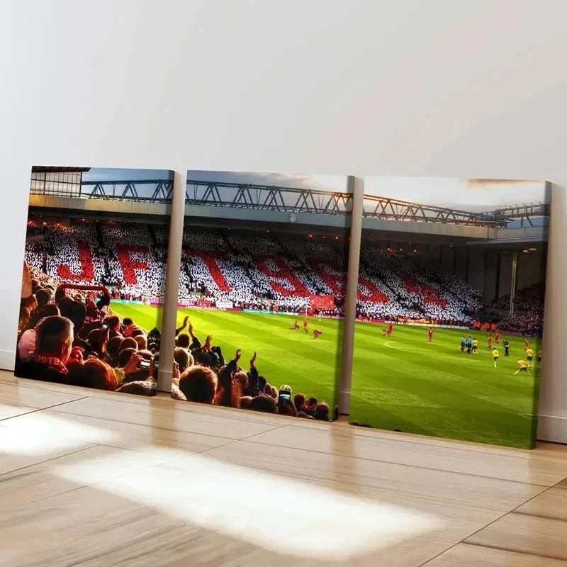 3pcs Football Stadium with Match Scene Wall Art Set Canvas Framed 60x90cm - High Quality Print 100% Australian Made Wall Canvas Ready to Hang - Bella Home Decor