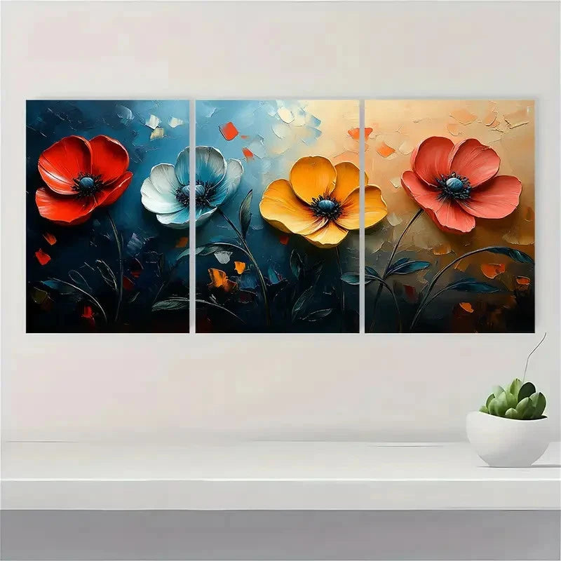 3pcs Abstract Blossom Flower TJ Wall Art Set Canvas Framed 40x60cm - High Quality Print 100% Australian Made Wall Canvas Ready to Hang - Bella Home Decor