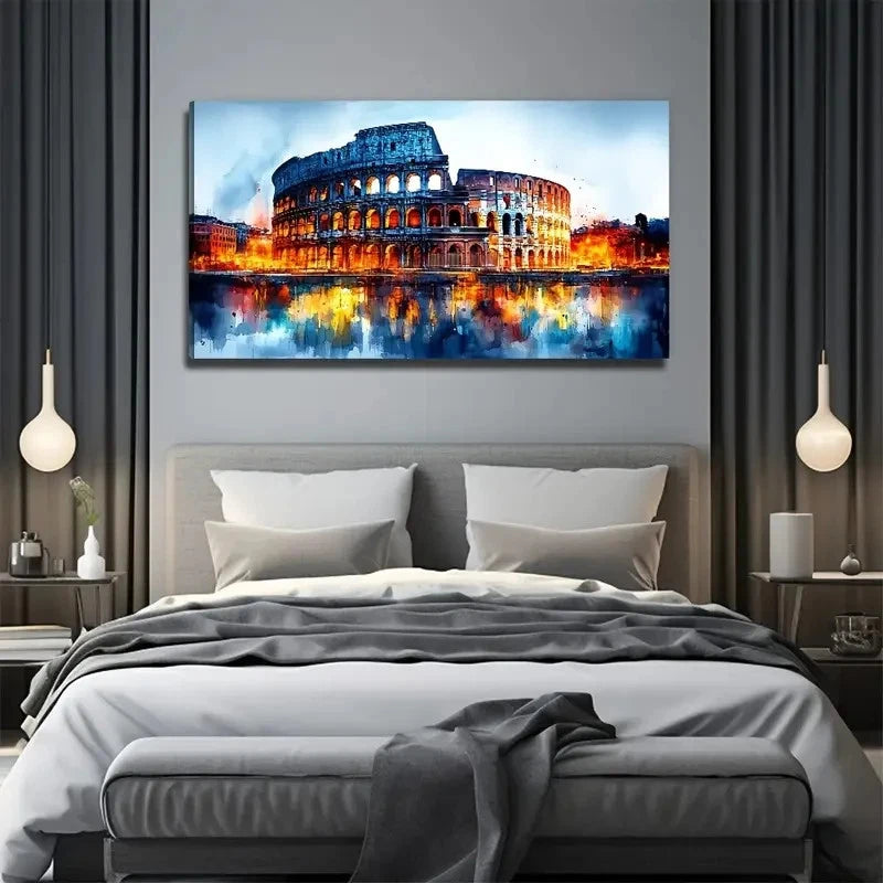 Colosseum Suitable Perfect Wall Art Canvas Office Home Room Framed 120x60cm
