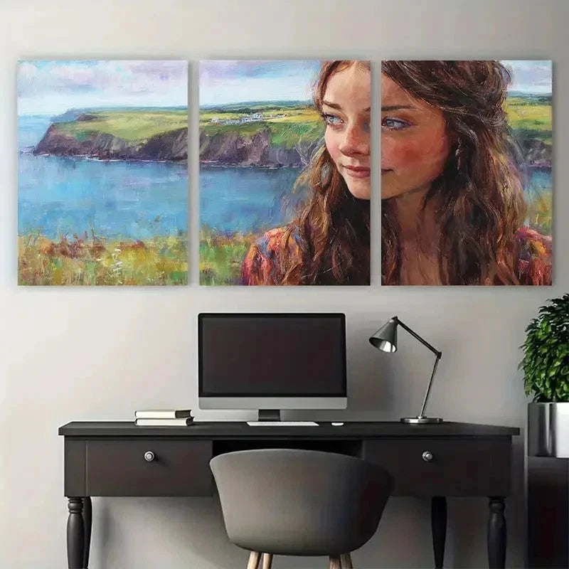 3pcs Vintage Aesthetic Beauty Girl Perfect Wall Art Set Canvas Framed 50x70cm - High Quality Print 100% Australian Made Wall Canvas Ready to Hang