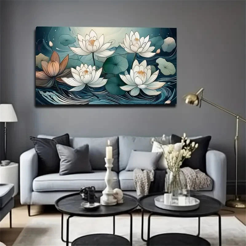 Elegant Fragrant For Lotus Wall Art Canvas Office Home Room Framed 120x60cm