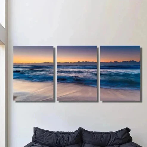 3pcs Gorgeous Beach Sunset Landscape Wall Art Canvas Unframed - High Quality Print 100% Australian Made Wall Canvas - Bella Home Decor