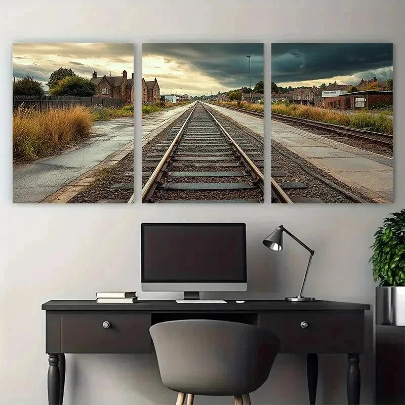 3pcs Swinton England Historic Railway Perfect Wall Art Set Canvas Framed 50x70cm - High Quality Print 100% Australian Made Wall Canvas Ready to Hang