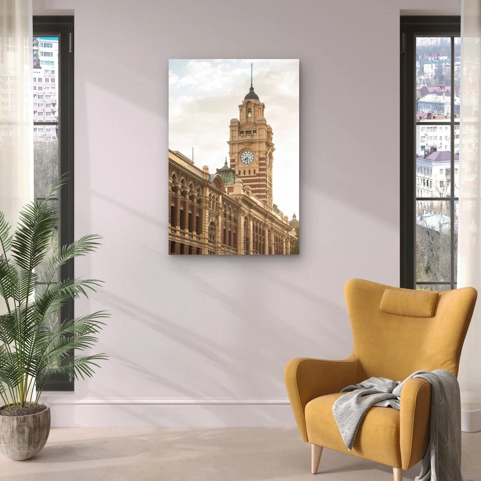 Warm Melbourne Clock Tower Architecture 40x60cm Metal Print Ready to Hang