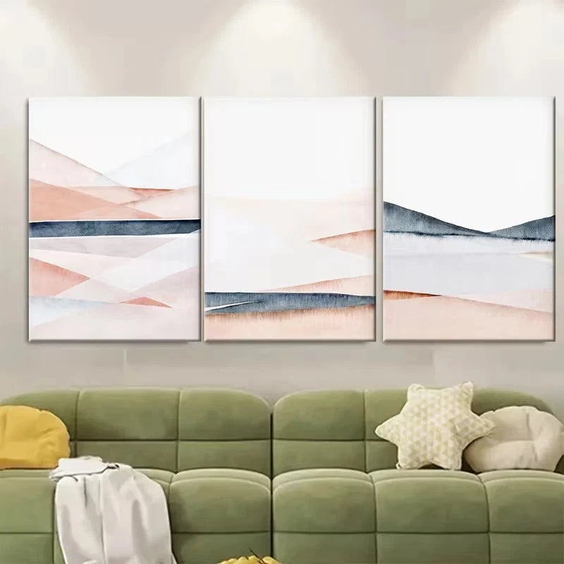 3pcs Watercolor Abstract, Modern Minimalist Wall Art Set Canvas Framed 40x60cm - High Quality Print 100% Australian Made Wall Canvas Ready to Hang