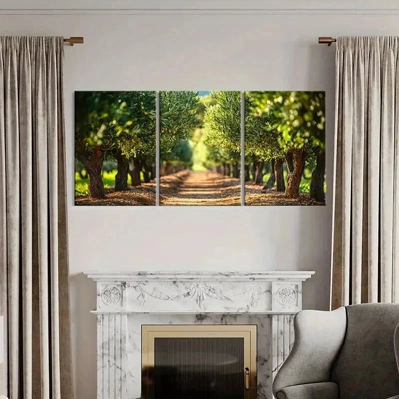 3pcs Serene Pathway Lush Greenery Warm Sunlight Wall Art Set Canvas Framed 40x60cm - High Quality Print 100% Australian Made Wall Canvas Ready to Hang - Bella Home Decor