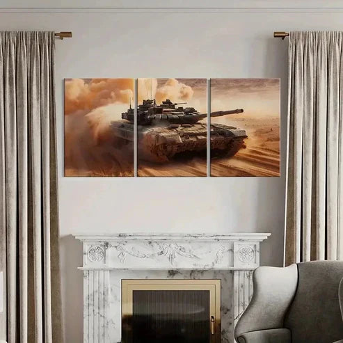 3pcs Military Theme Tank in the Desert Wall Art Canvas Unframed - High Quality Print 100% Australian Made Wall Canvas