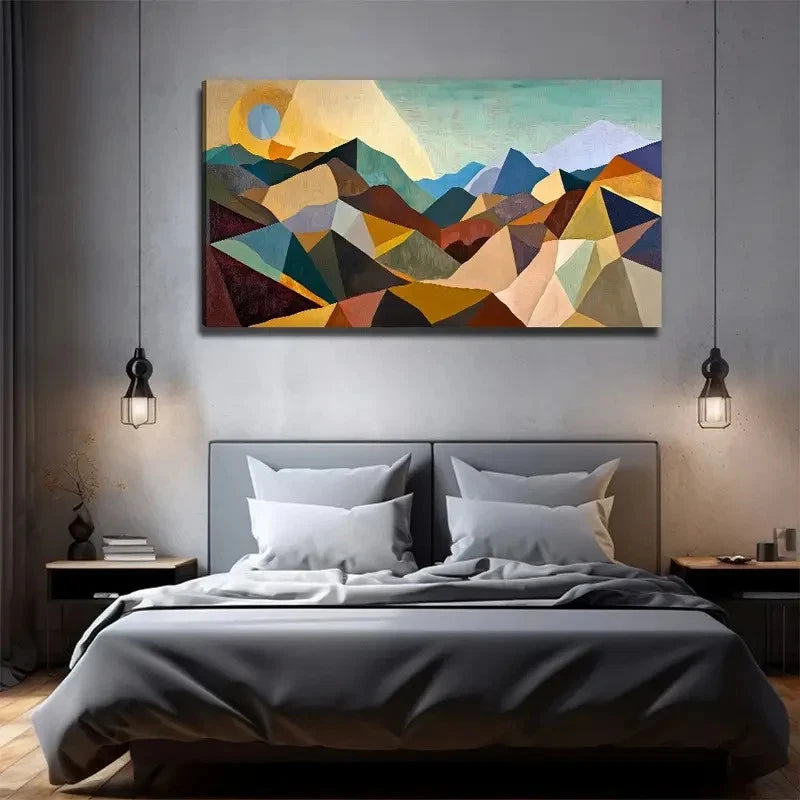 Mountains Sunset Suitable Wall Art Canvas Office Home Room Framed 120x60cm