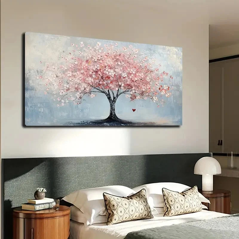 Dreamy Pink Trees Vibrant Wall Art canvas office home room framed 120x60cm