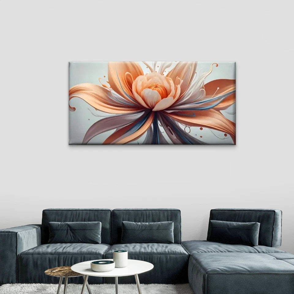 Blue & Orange Swirls Vibrant Wall Art Canvas Office Home Room Framed 120x60cm