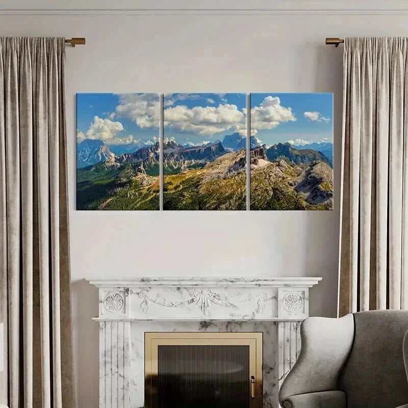 3pcs Mountains Valleys and Hills Landscape Wall Art Set Canvas Framed 60x90cm - High Quality Print 100% Australian Made Wall Canvas Ready to Hang - Bella Home Decor