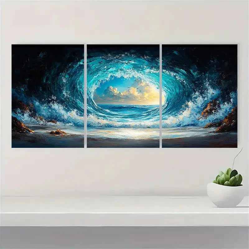 3pcs Ocean Beach Beach Vibes TY Wall Art Set Canvas Framed 40x60cm - High Quality Print 100% Australian Made Wall Canvas Ready to Hang