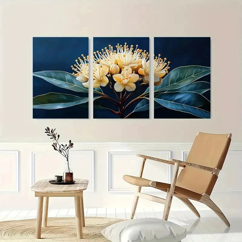3pcs Nature Myrtle Art Myrtle Flower Perfect Wall Art Set Canvas Framed 60x90cm - High Quality Print 100% Australian Made Wall Canvas Ready to Hang