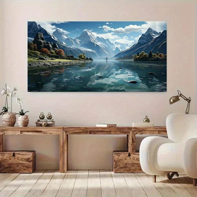River,Beside Mountain Range wall canvas office home room framed 120x60cm - Bella Home Decor