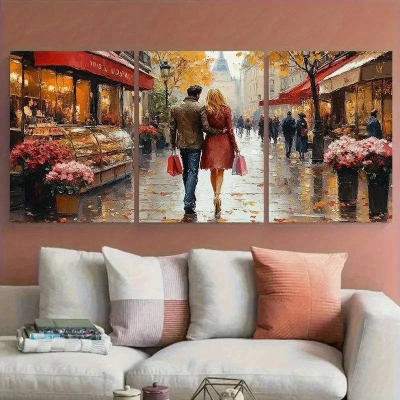 3pcs Humorous Parisian Shopping Quote Perfect Wall Art Set Canvas Framed 40x60cm - High Quality Print 100% Australian Made Wall Canvas Ready to Hang