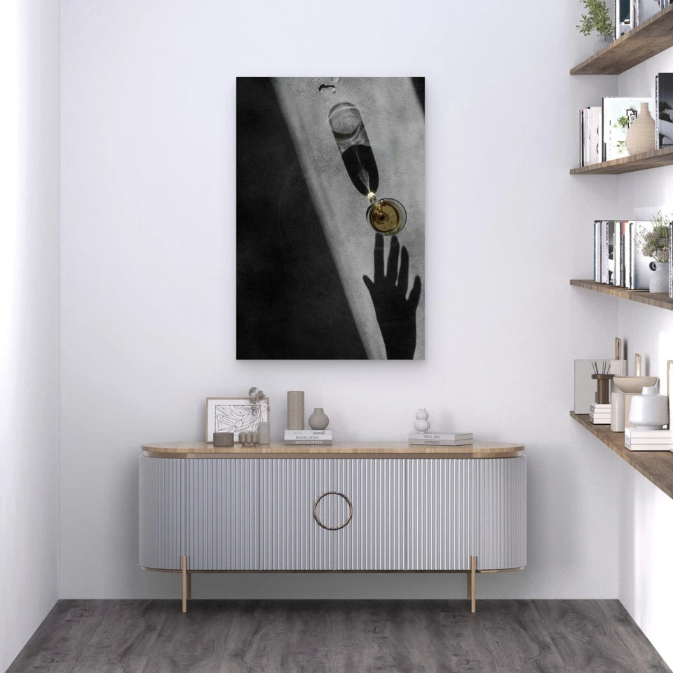 Wine Glass With Shadows 40x60cm Metal Print Ready to Hang