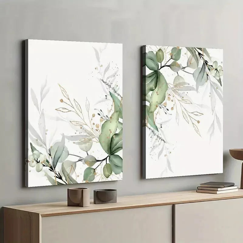 2pcs Set Modern Minimalist Leaf Botanical Framed 50x75cm - High Quality Print 100% Australian Made Wall Canvas Ready to Hang