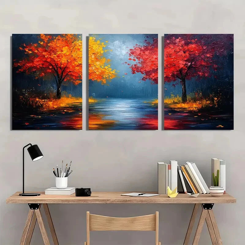 3pcs Painting Abstract Tree Oil Painting Wall Art Set Canvas Framed 40x60cm - High Quality Print 100% Australian Made Wall Canvas Ready to Hang