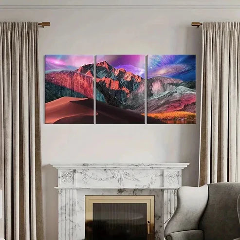 3pcs Mountains Alien Planet Solar System Wall Art Canvas Unframed – High Quality Print 100% Australian Made Wall Canvas