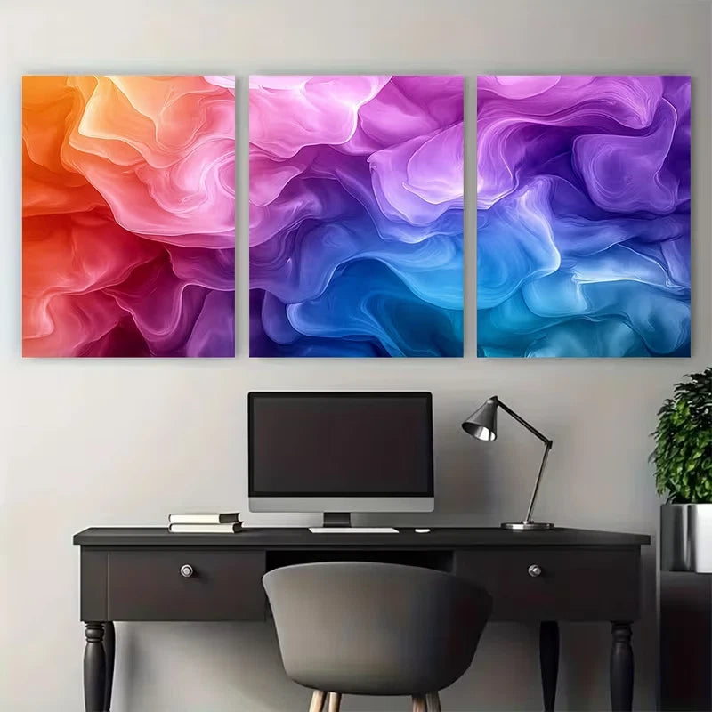3pcs Abstract Alcohol Ink Metal Print Ready to Hang Art