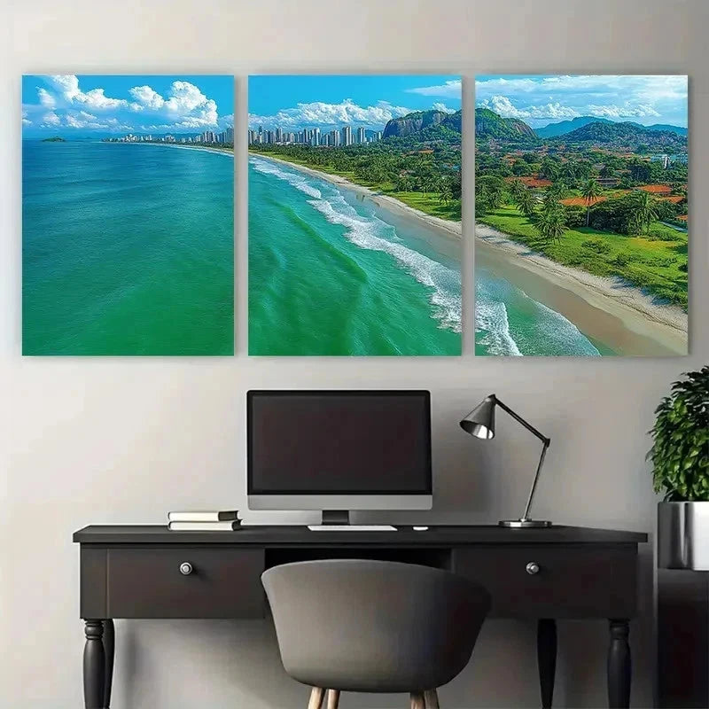 3pcs Stunning Aerial View Of Balneario Perfect Wall Art Set Canvas Framed 50x70cm - High Quality Print 100% Australian Made Wall Canvas Ready to Hang
