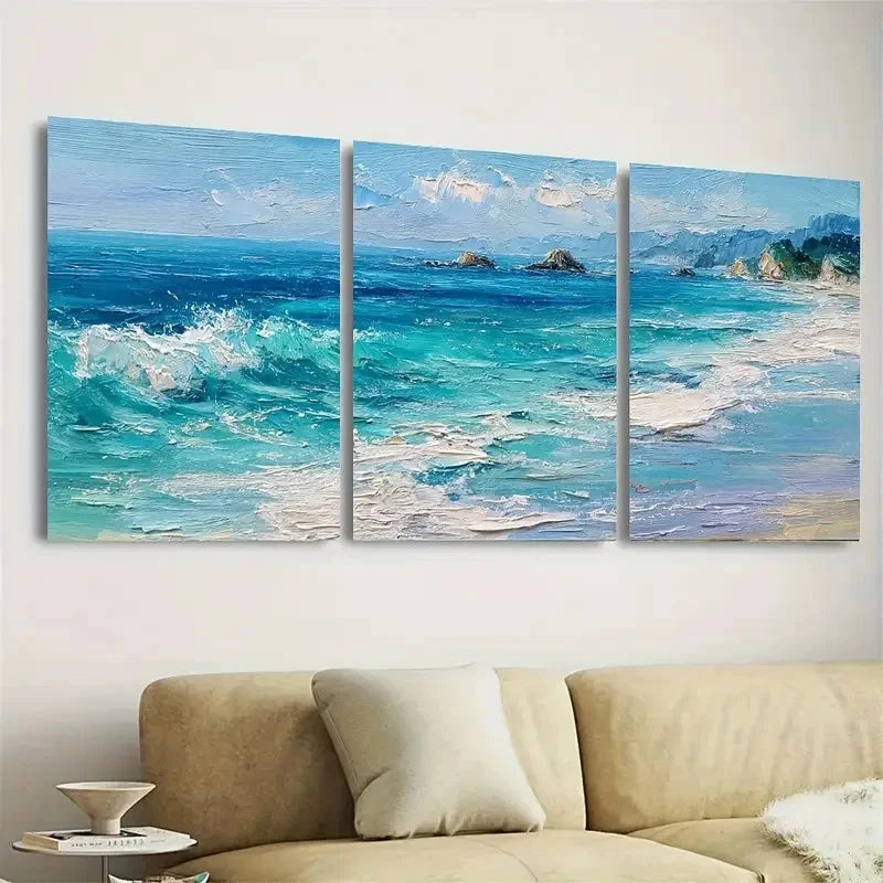 3pcs California Ocean Coastal View Wall Art Set Canvas Framed 40x60cm - High Quality Print 100% Australian Made Wall Canvas Ready to Hang - Bella Home Decor
