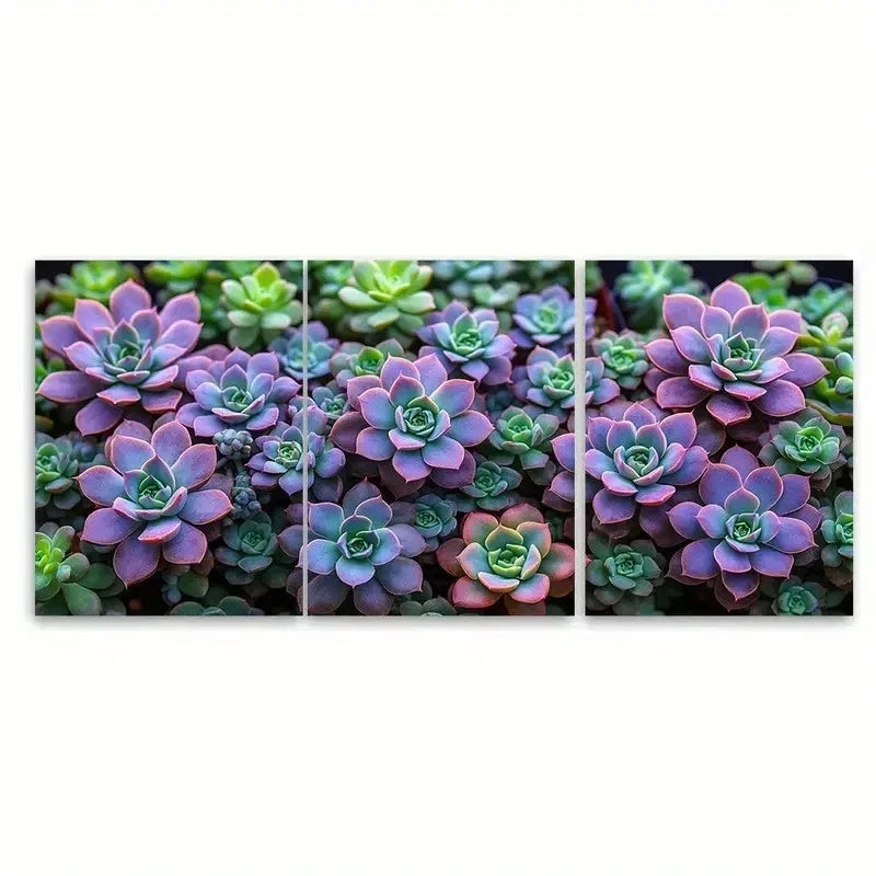 3pcs Paper Purple and Green Bunch GH Wall Art Set Canvas Framed 50x70cm - High Quality Print 100% Australian Made Wall Canvas Ready to Hang - Bella Home Decor