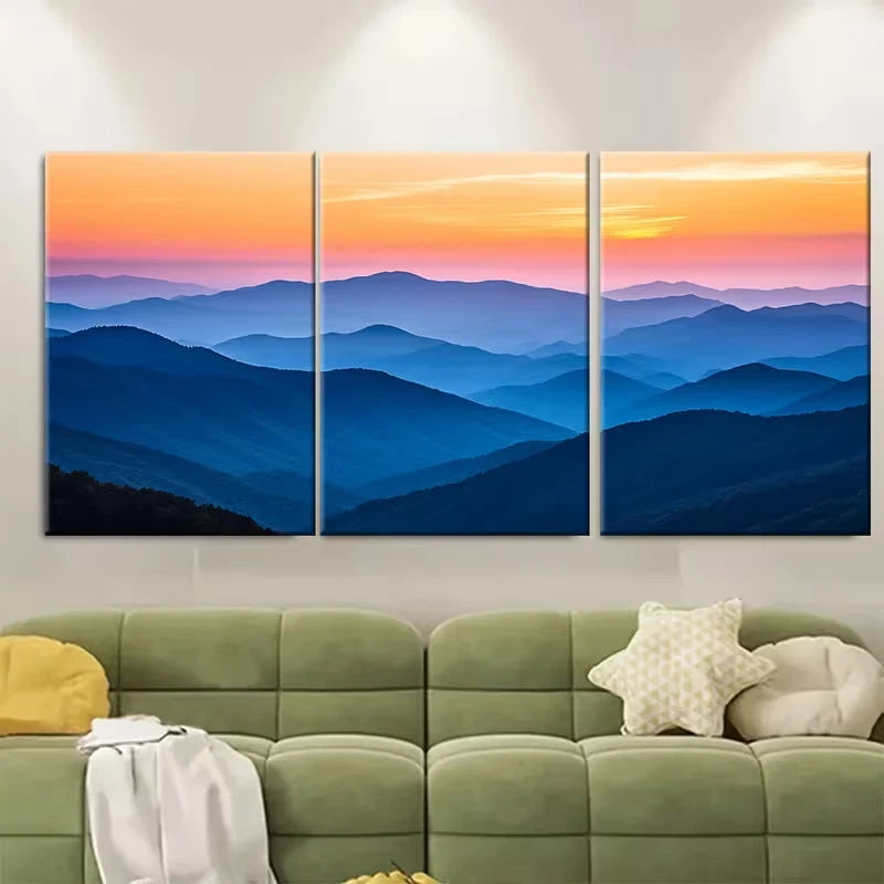 3pcs Majestic Appalachian Mountains Metal Print Ready to Hang Art