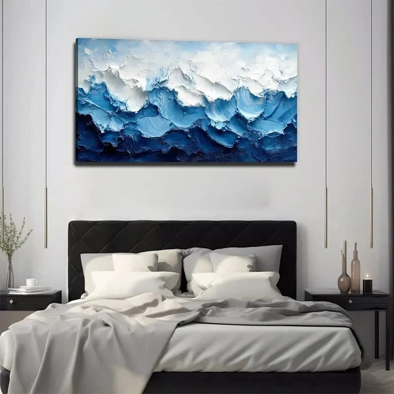 Acrylic Painting Ocean Wave Wall Art Canvas Office Home Room Framed 120x60cm
