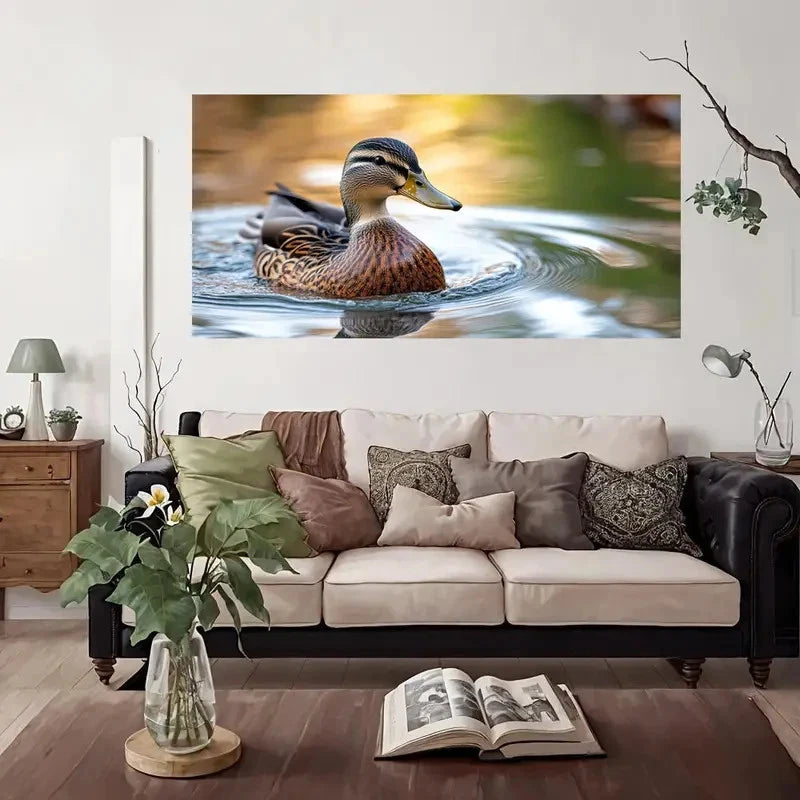Nature'S Beauty Duck Wall Art Canvas Office Home Room Framed 120x60cm