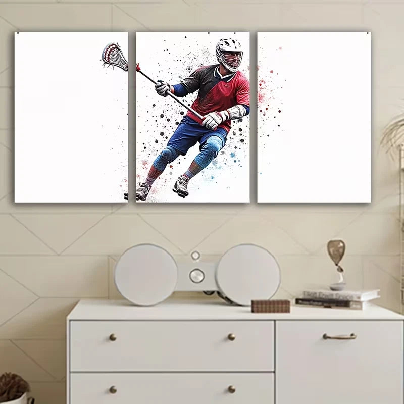 3pcs Watercolors of Hockey Player Wall Art Set Canvas Framed 50x70cm – High Quality Print 100% Australian Made Wall Canvas Ready to Hang