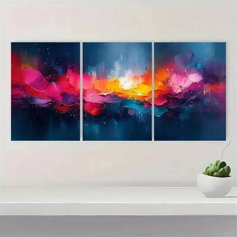 3pcs Abstract Visual Art Modern HJ Wall Art Set Canvas Framed 50x70cm - High Quality Print 100% Australian Made Wall Canvas Ready to Hang - Bella Home Decor