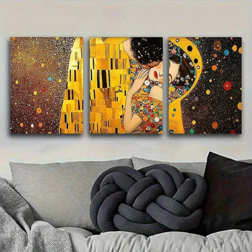 3pcs Glittering Woman And Eiffel Tower Mosaic Wall Art Canvas Unframed - High Quality Print 100% Australian Made Wall Canvas - Bella Home Decor