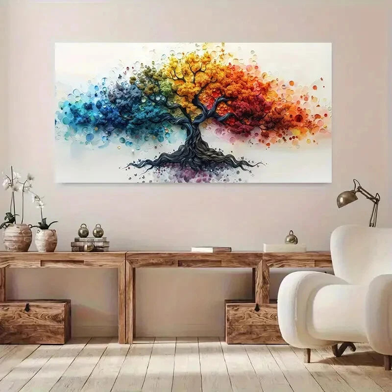 Abstract Tree of Life wall canvas office home room framed 120x60cm - Bella Home Decor