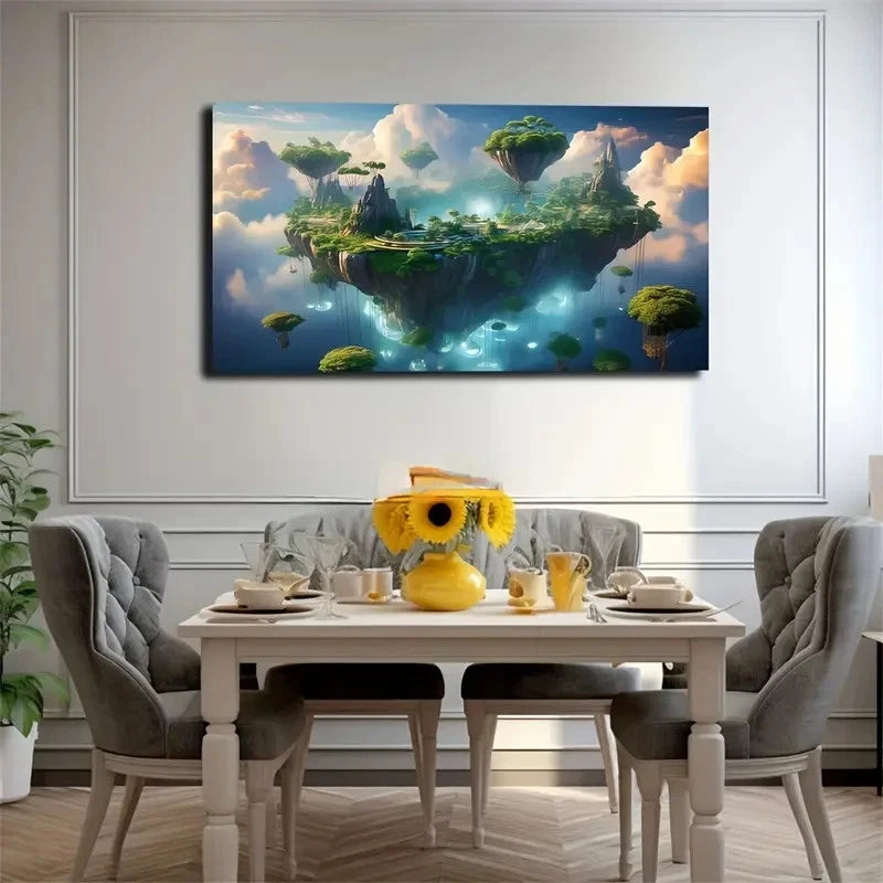 Magic Island In The Sky Any Wall Art Canvas Office Home Room Framed 120x60cm