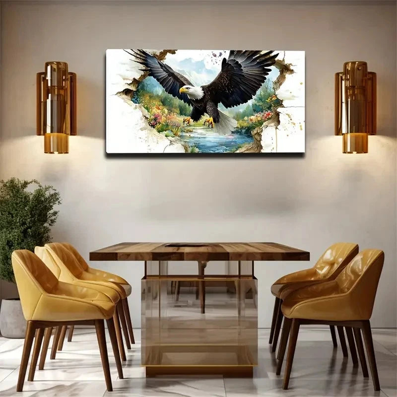 Realistic Eagle Flight Wings Wall Art Canvas Office Home Room Framed 120x60cm