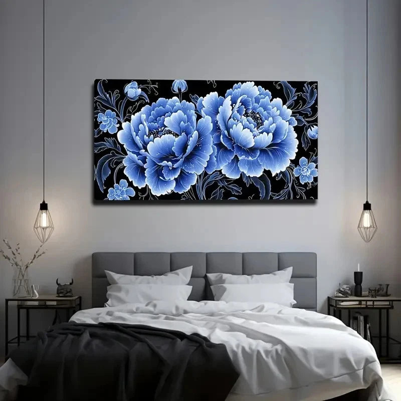 Blooming Big Flowers With Small Wall Art Canvas Office Home Room Framed 120x60cm