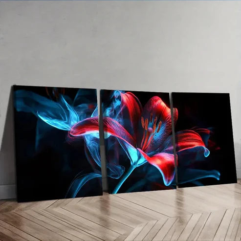 3pcs Luxurious Lily Flower Wall Art Set Canvas Unframed - High Quality Print 100% Australian Made Wall Canvas - Bella Home Decor