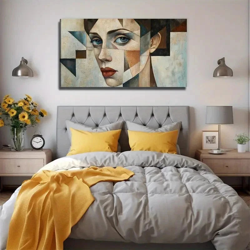 Female Face Conference Wall Art Canvas Office Home Room Framed 120x60cm.