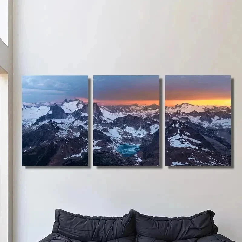 3pcs Natural Landscape with Snow Mountains Wall Art Set Canvas Framed 60x90cm - High Quality Print 100% Australian Made Wall Canvas Ready to Hang