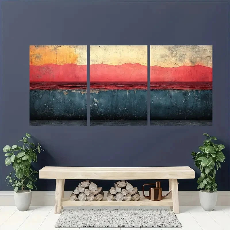 3pcs Dustin Way Abstract Illustration Perfect Wall Art Set Canvas Framed 40x60cm - High Quality Print 100% Australian Made Wall Canvas Ready to Hang - Bella Home Decor