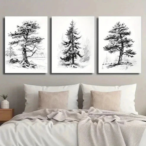 3pcs Countryside Tree Nature Inspired Decor Wall Art Set Canvas Unframed - High Quality Print 100% Australian Made Wall Canvas - Bella Home Decor