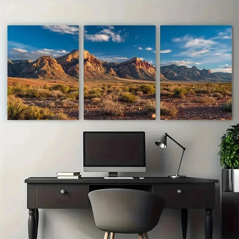 3pcs Nevada Poster USA Print Southwesten Perfect Wall Art Set Canvas Framed 50x70cm - High Quality Print 100% Australian Made Wall Canvas Ready to Hang