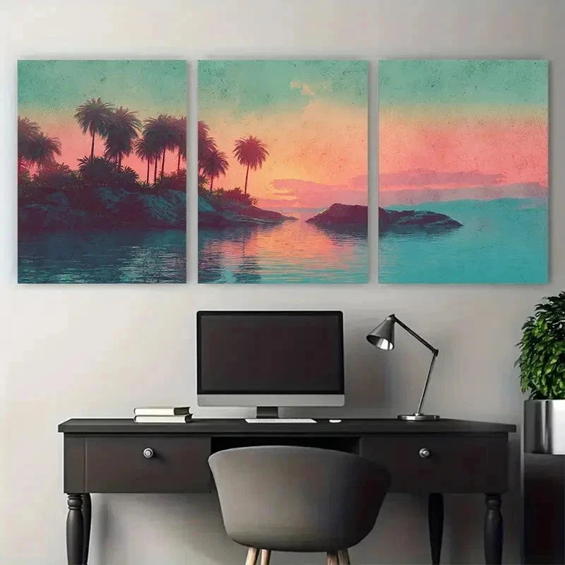 3pcs Retro Ocean Seascape Antique Perfect Wall Art Set Canvas Framed 50x70cm - High Quality Print 100% Australian Made Wall Canvas Ready to Hang