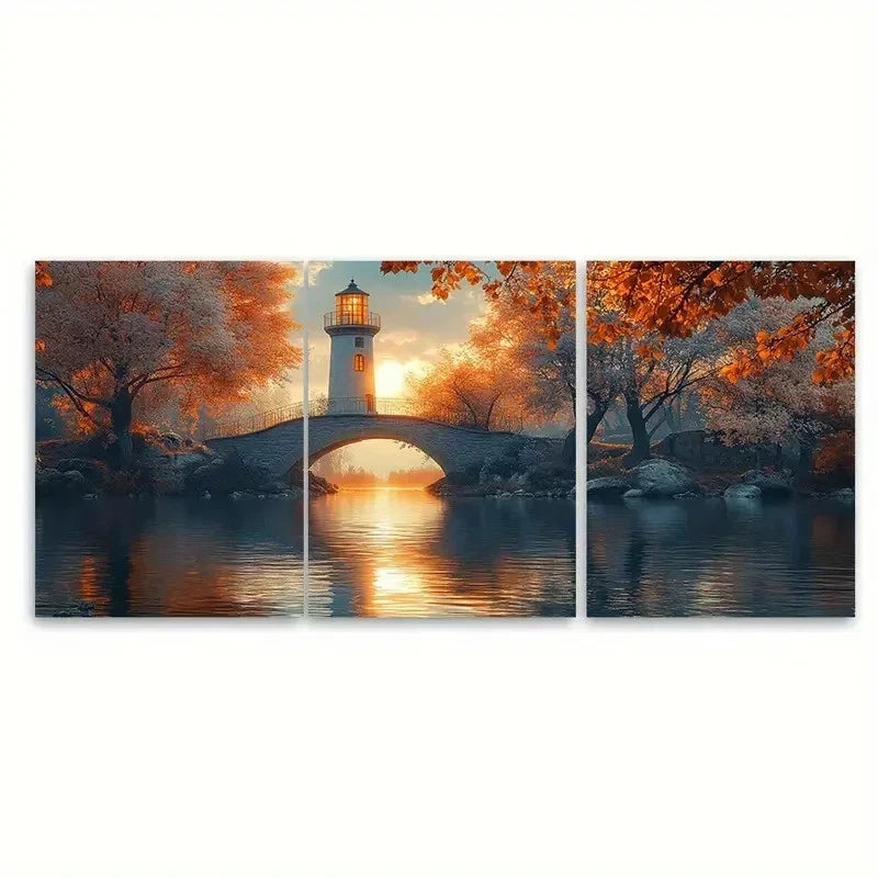 3pcs Lighthouse Serene Trees Decor A Wall Art Set Canvas Framed 40x60cm - High Quality Print 100% Australian Made Wall Canvas Ready to Hang