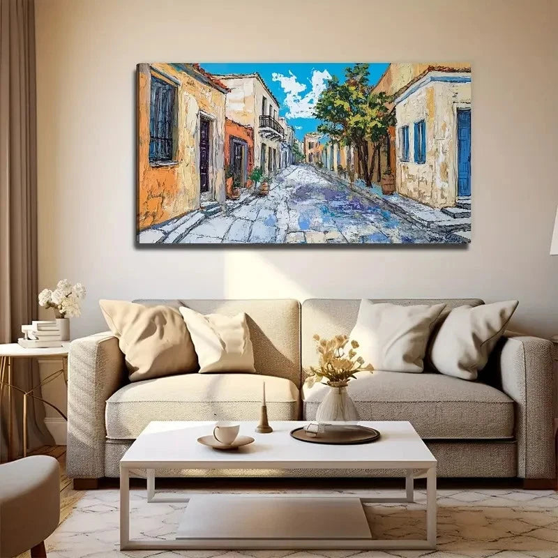 Abstract Old Street Perfect Wall Art Canvas Office Home Room Framed 120x60cm