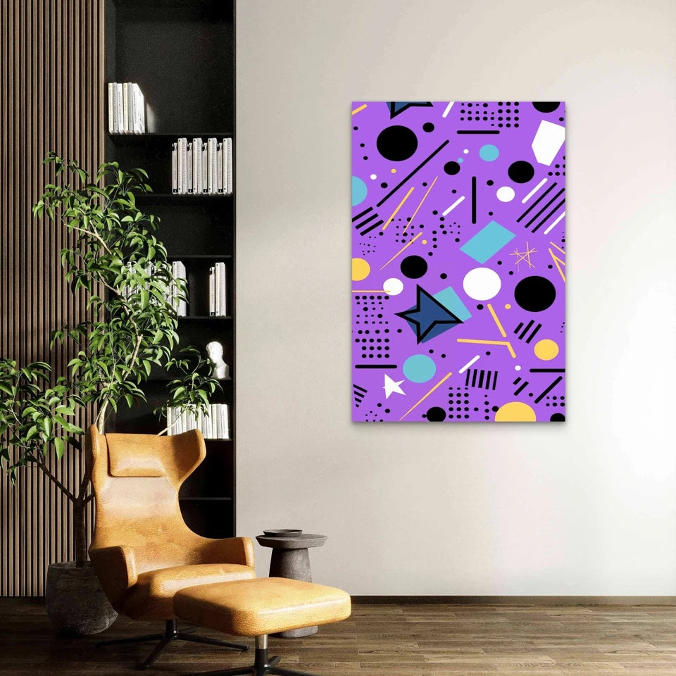 Purple Triangles Geometric Abstract 40x60cm Metal Print Ready to Hang
