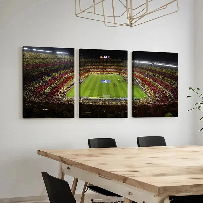 3pcs Football Match Football Stadium Wall Art Set Canvas Framed 50x70cm - High Quality Print 100% Australian Made Wall Canvas Ready to Hang - Bella Home Decor