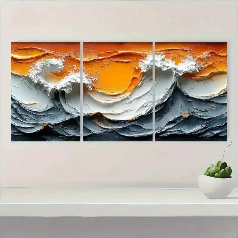 3pcs Paintings, Brown & White Natural PB Wall Art Set Canvas Framed 50x70cm - High Quality Print 100% Australian Made Wall Canvas Ready to Hang - Bella Home Decor